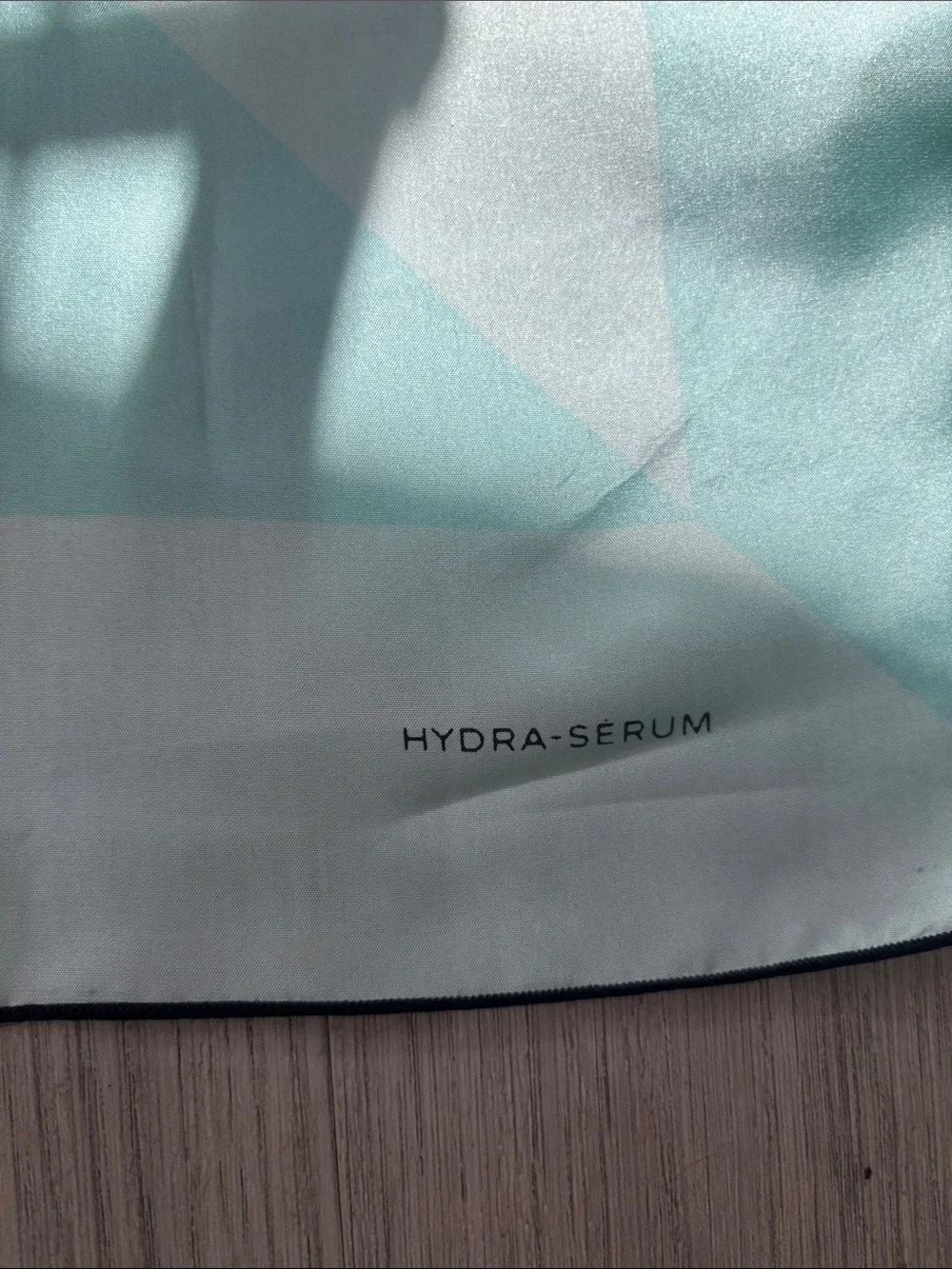 Light Aqua Neck Scarf with Black Trim silk scarf